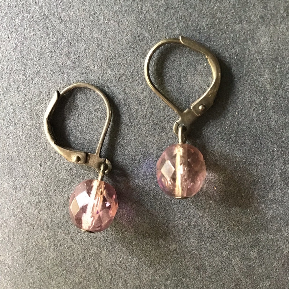 Pink Crystal Drop Earrings